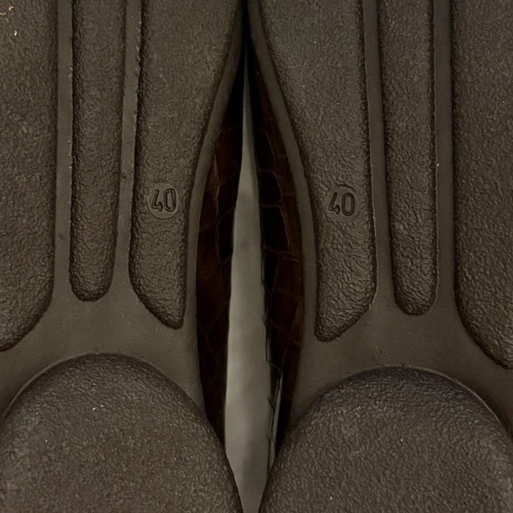 Sabrinas Brown Croc Embossed Ballet Flats Bow Detail Comfort Shoes‎ EU 40 Spain